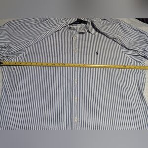 Classic Ralph Lauren Men’s Button-Up Dress Shirt –Striped Blue/White –Size 18